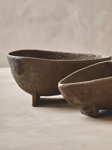 Deriva Set Of 2 Textured Grey Bowls