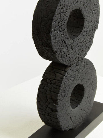 Fidel Large Charred Black Mango Wood Log Candle Holder