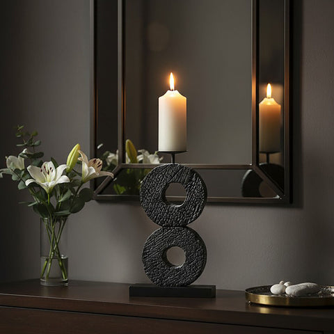Fidel Large Charred Black Mango Wood Log Candle Holder