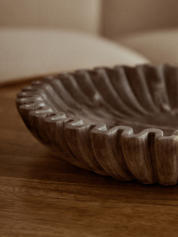 Savio Large Grey Fluted Marble Bowl