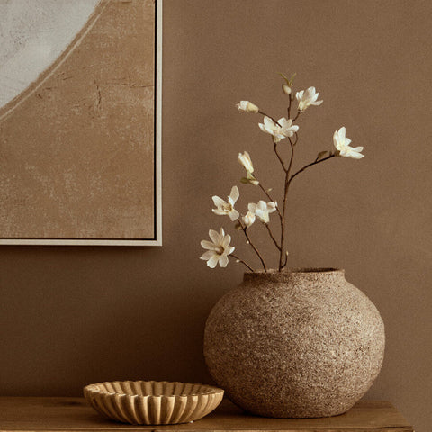 Savio Small Ochre Fluted Marble Bowl