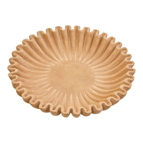 Savio Large Ochre Fluted Marble Bowl