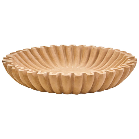 Savio Large Ochre Fluted Marble Bowl