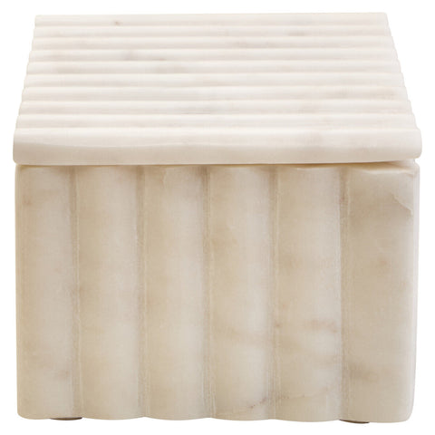 Savio Rectangular White Fluted Marble Box