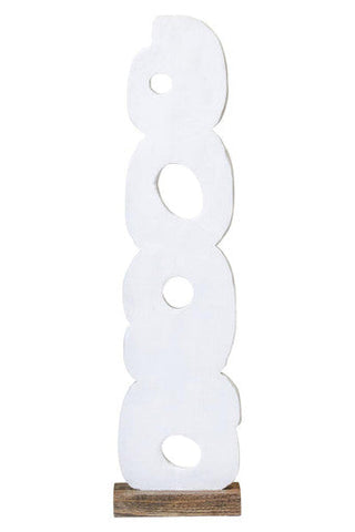 Fidel Rustic White Mango Wood Ring Sculpture