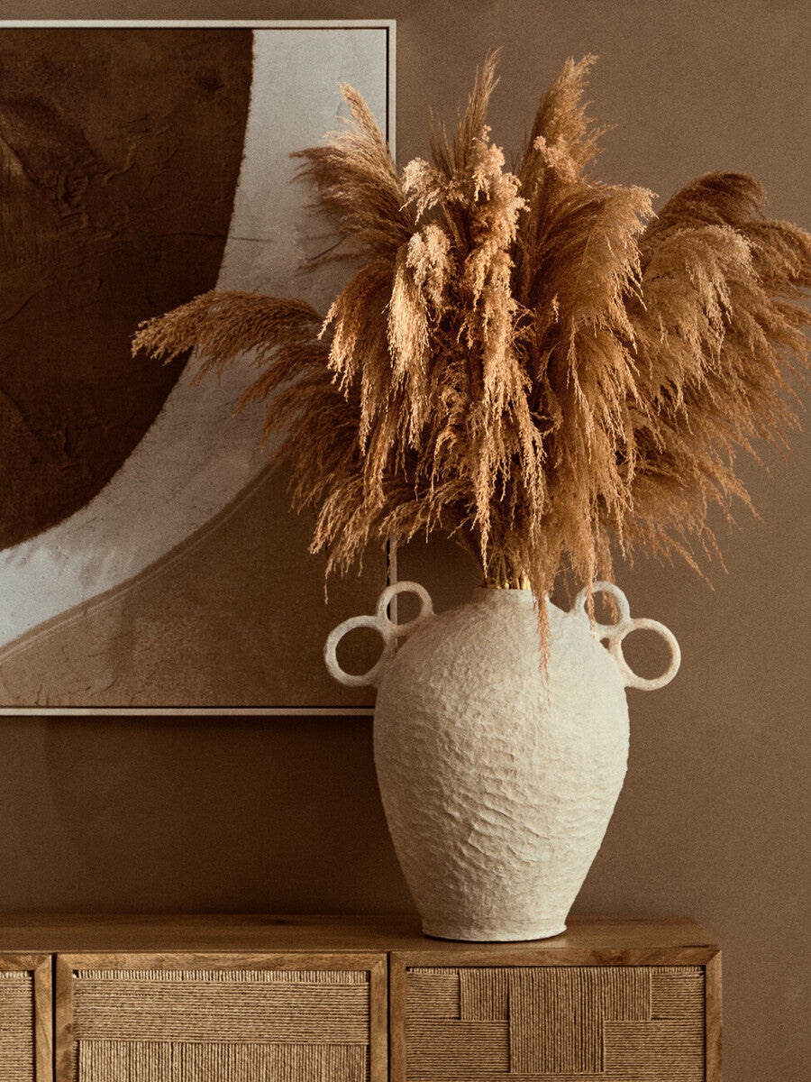 Sanai Cotton Mache Large Vase With Decorative Handles
