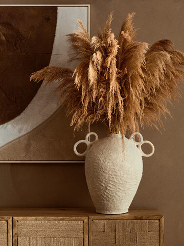 Sanai Cotton Mache Large Vase With Decorative Handles