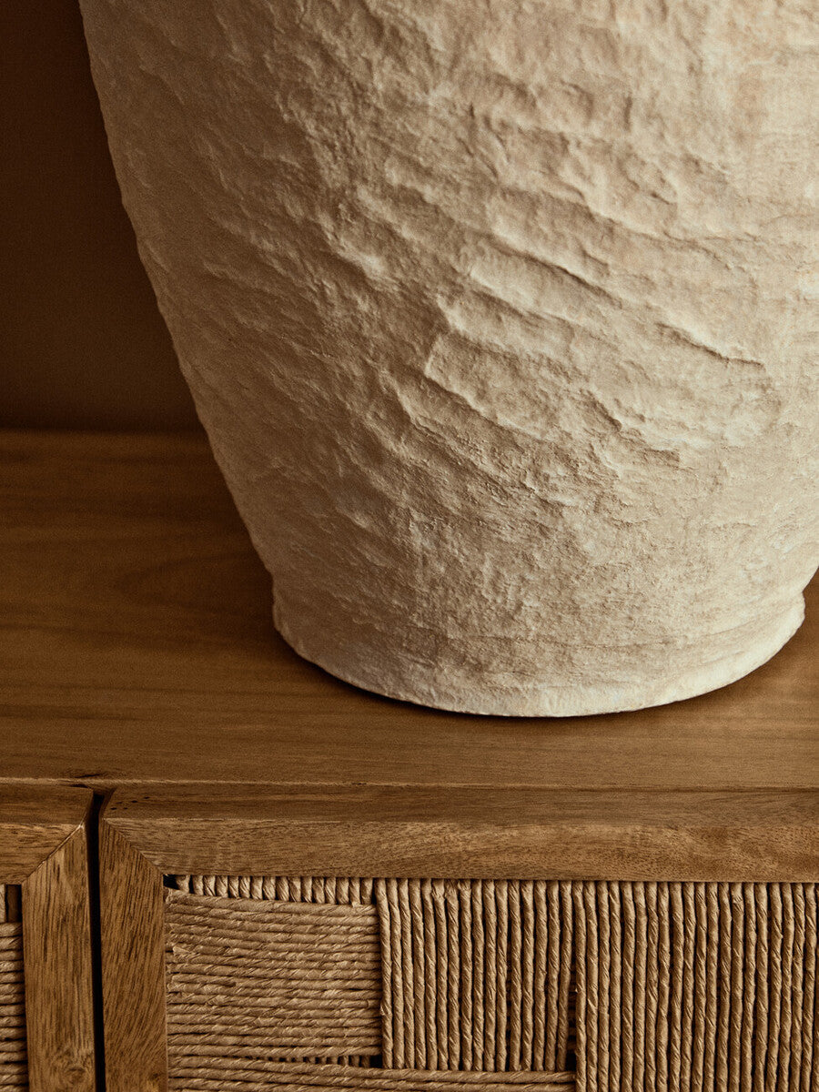 Sanai Cotton Mache Large Vase With Decorative Handles