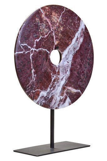 Salmo Small Red Marble Round Dia 20cm Disc Sculpture