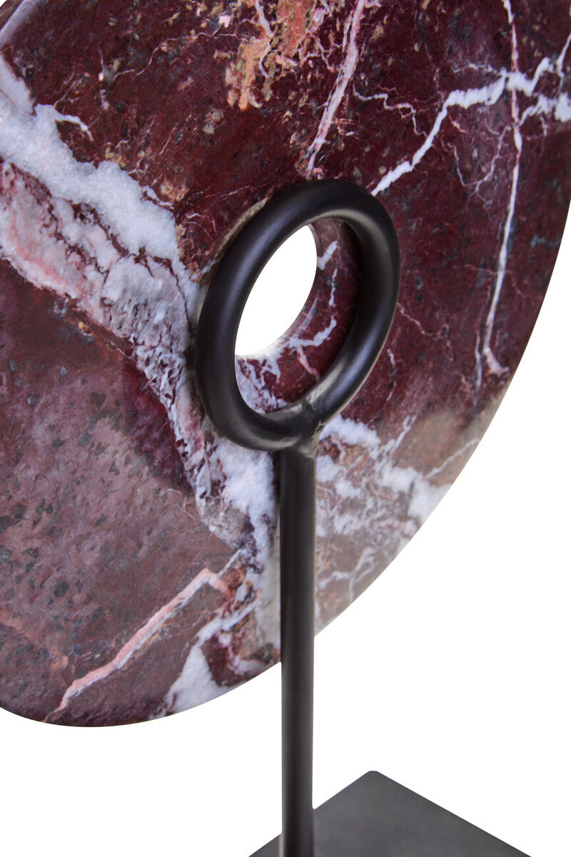 Salmo Small Red Marble Round Dia 20cm Disc Sculpture