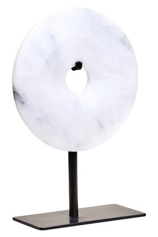 Zoro Extra Small Round Dia 15cm Grey Marble Disc Sculpture