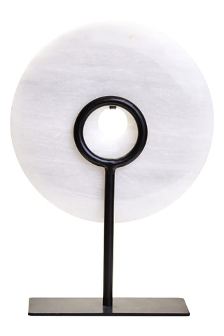 Zoro Small Round Dia 20cm Grey Marble Disc Sculpture