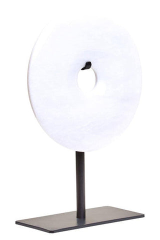 Zoro Extra Small Round Dia 15cm White Marble Disc Sculpture