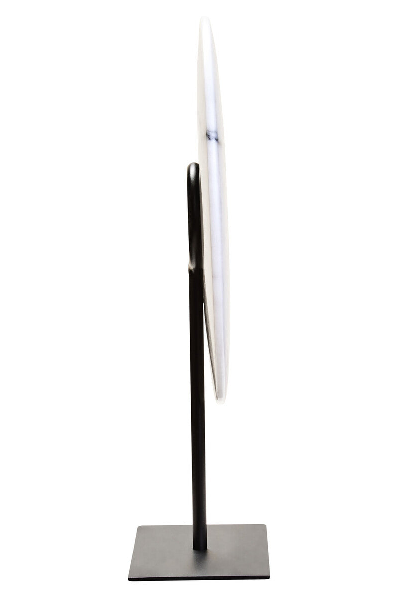 Zoro Medium Round Dia 25cm White Marble Disc Sculpture