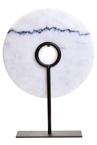Zoro Medium Round Dia 25cm White Marble Disc Sculpture