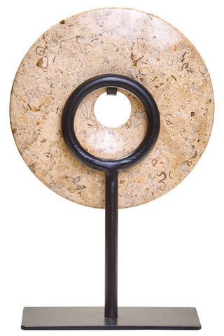 Zoro Small Natural Speckled Marble Round Dia 20cm Disc Sculpture