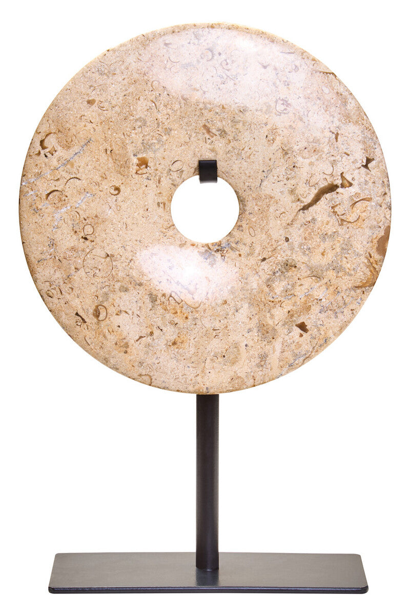 Zoro Small Natural Speckled Marble Round Dia 20cm Disc Sculpture