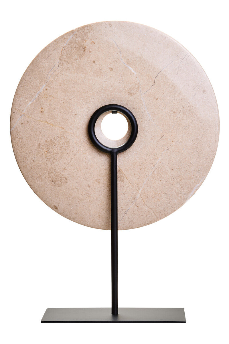 Zoro Large Cream Marble Round Dia 30cm Disc Sculpture
