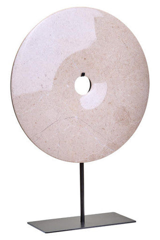 Zoro Extra Large Cream Round Dia 35cm Marble Disc Sculpture
