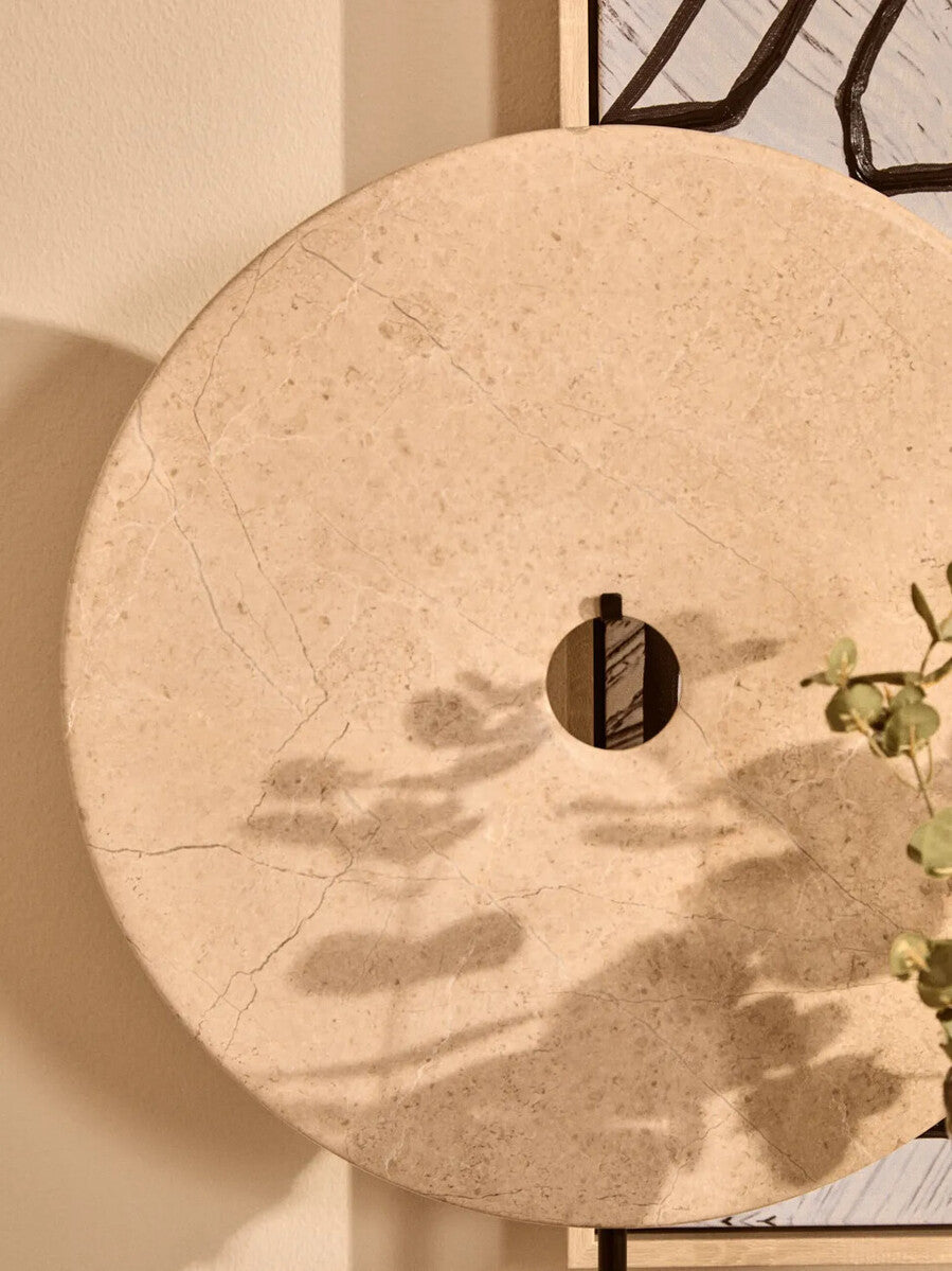 Zoro Extra Large Cream Round Dia 35cm Marble Disc Sculpture