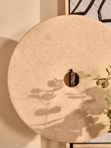 Zoro Extra Large Cream Round Dia 35cm Marble Disc Sculpture