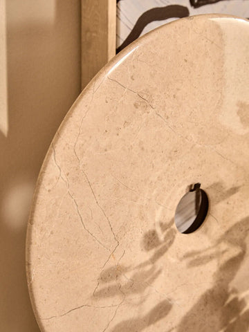 Zoro Extra Large Cream Round Dia 35cm Marble Disc Sculpture