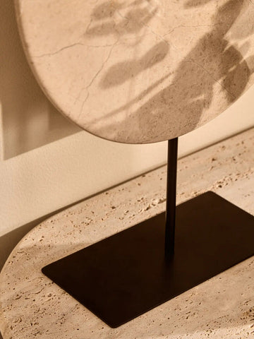 Zoro Extra Large Cream Round Dia 35cm Marble Disc Sculpture