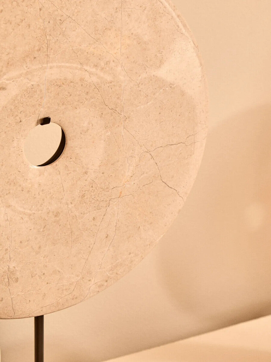 Zoro Extra Large Cream Round Dia 35cm Marble Disc Sculpture