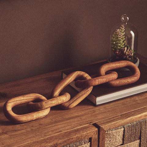 Cato Brown Wood 5 Link Chain Decor