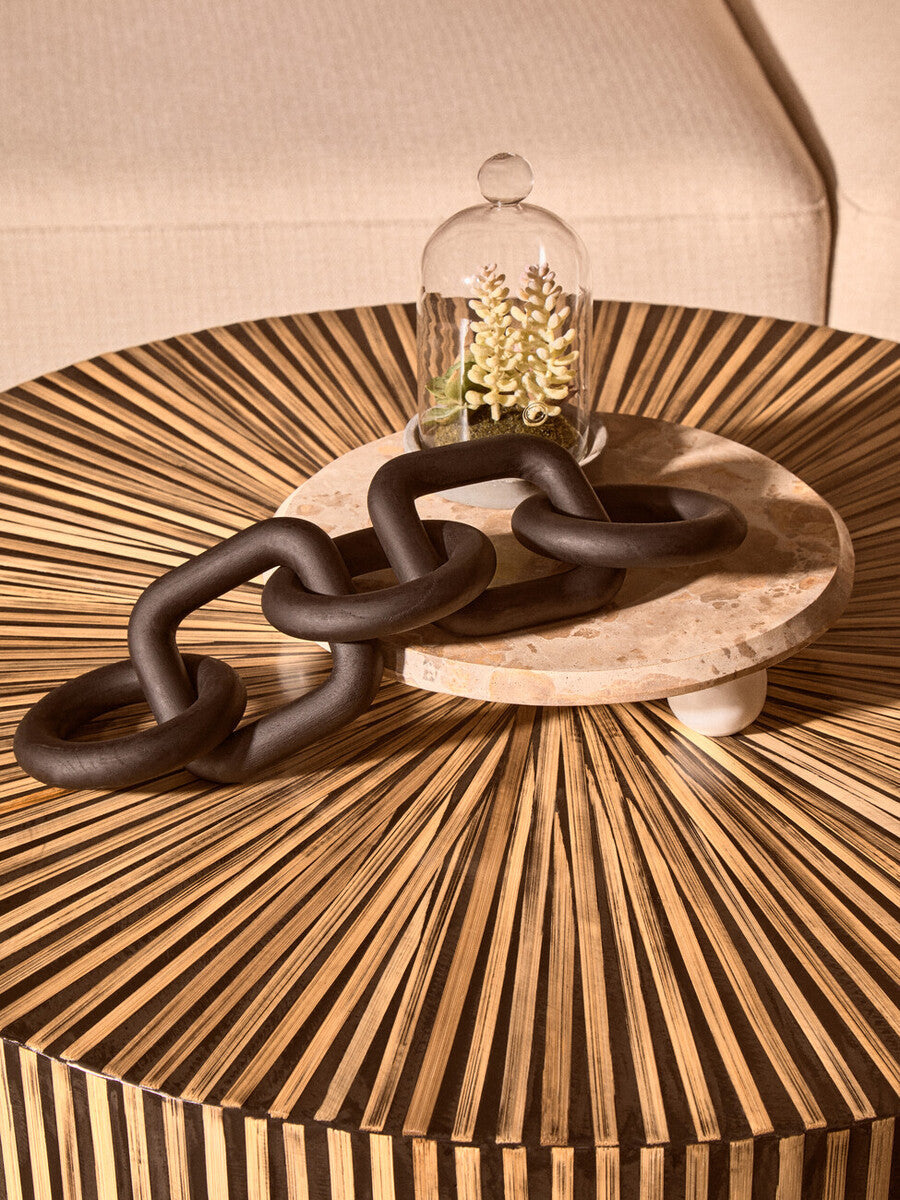 Cato Black Wood Five Link Chain Decor