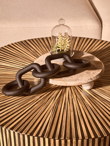 Cato Black Wood Five Link Chain Decor