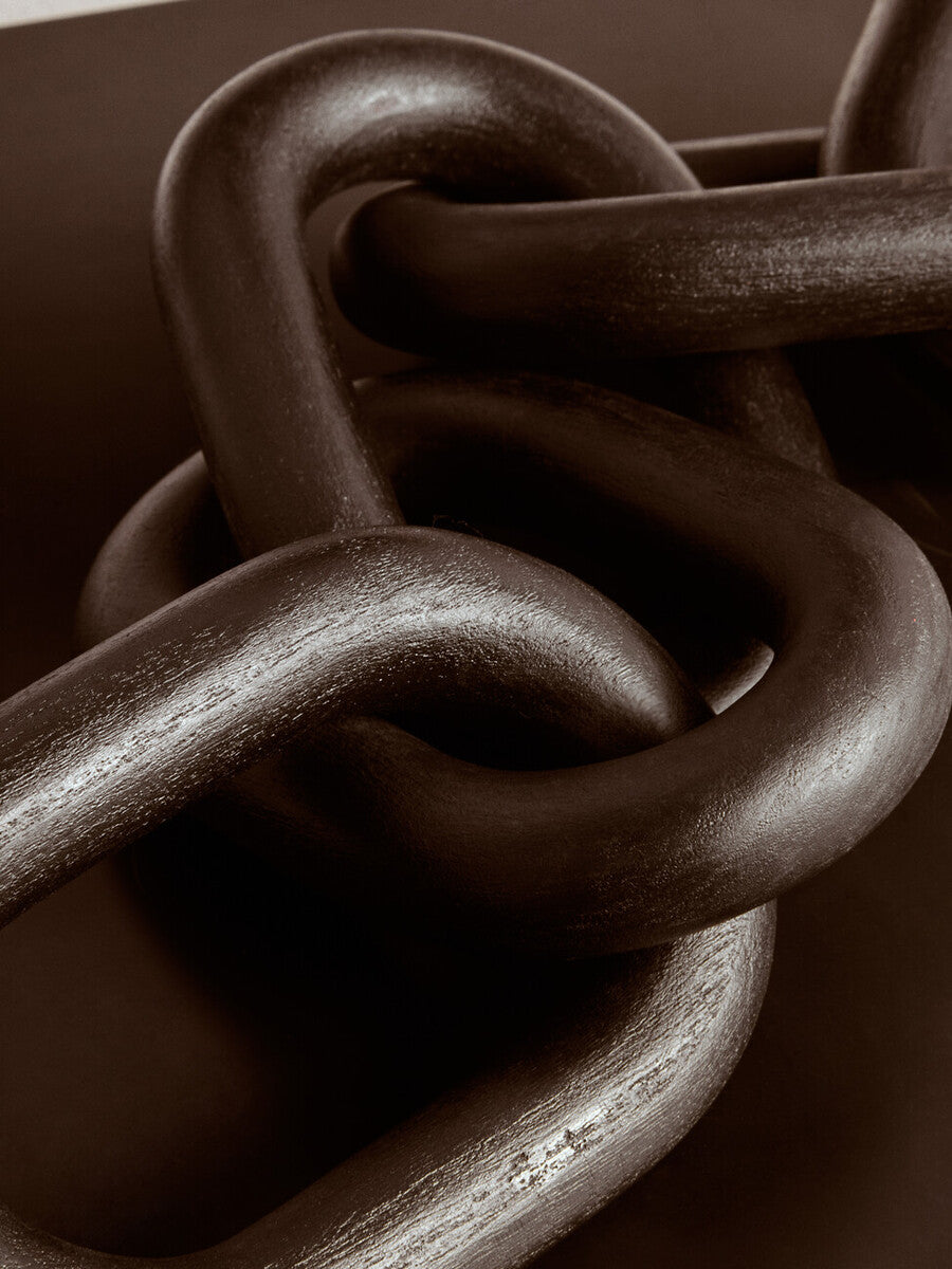 Cato Black Wood Five Link Chain Decor