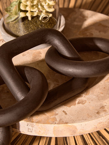 Cato Black Wood Five Link Chain Decor