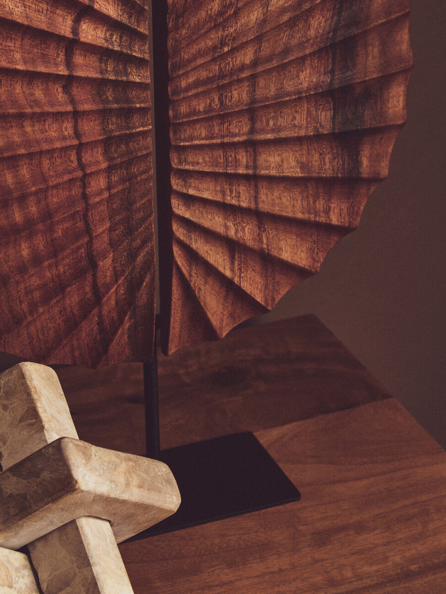 Westo Brown Wood Sculpture With Black Base