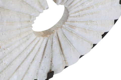 Tibor Travertine Disc Sculpture With Black Metal Base