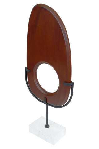 Westo Natural Wood Vertical Sculpture With Travertine Base