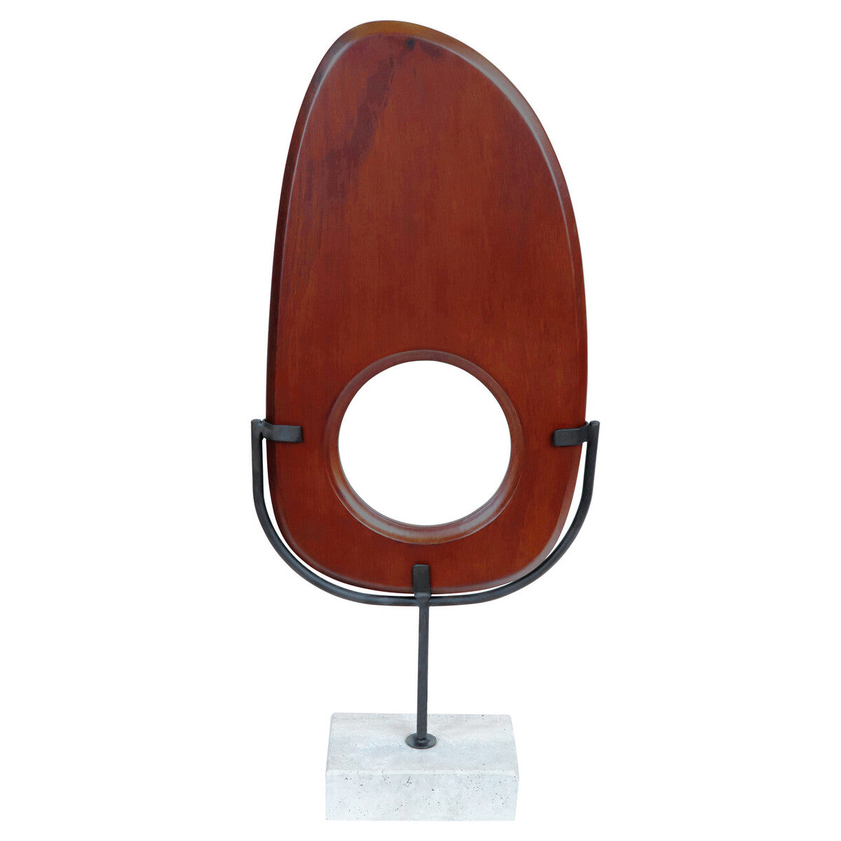 Westo Natural Wood Vertical Sculpture With Travertine Base