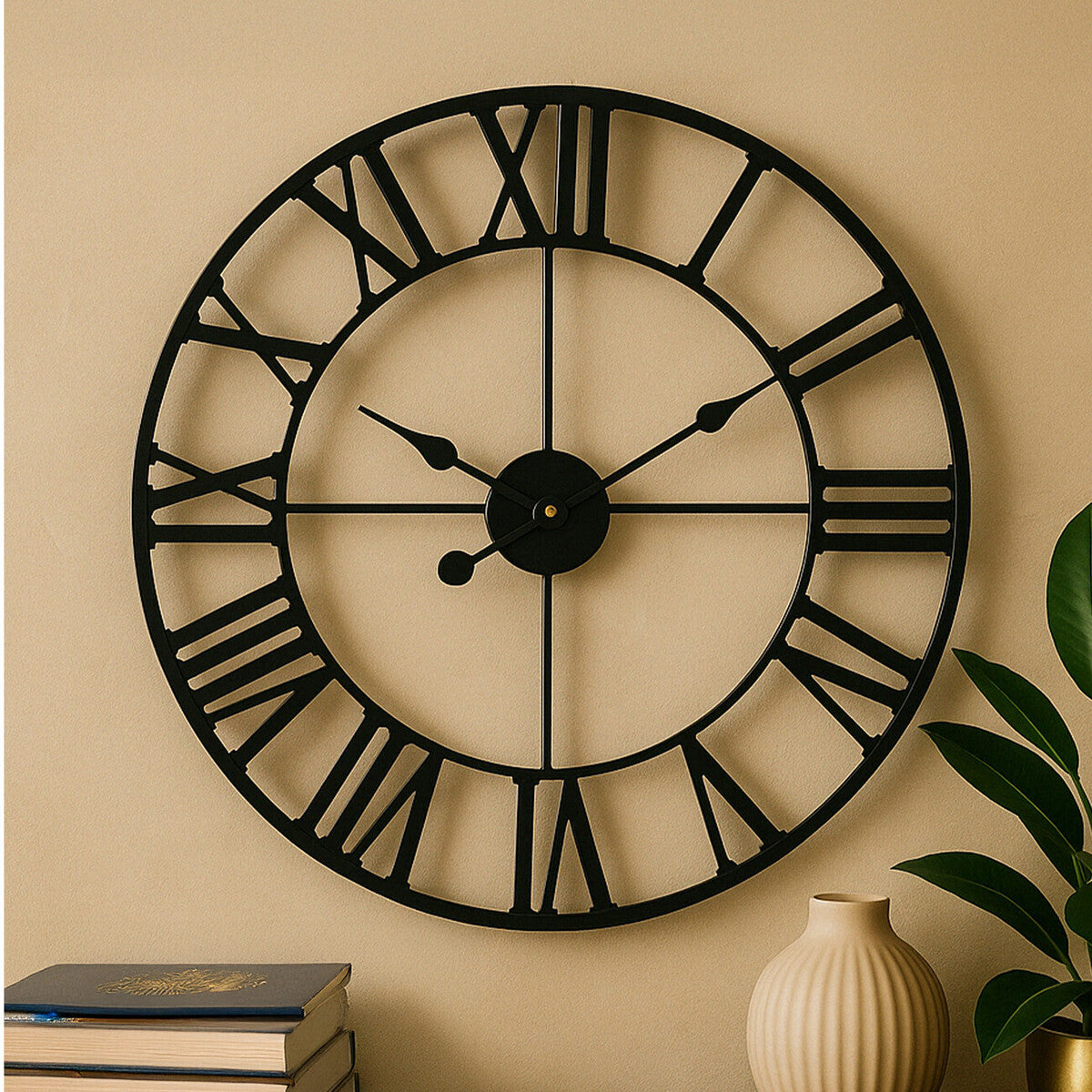 Genova Black Metal Wall Clock