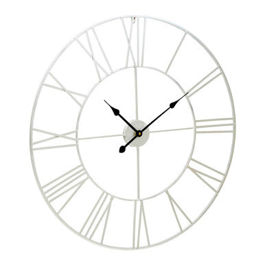Genova Silver Metal Roman Numeral Wall Clock