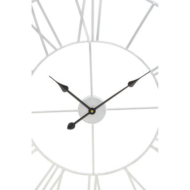 Genova Silver Metal Roman Numeral Wall Clock