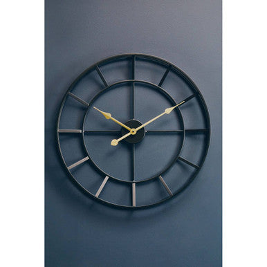 Kent Large Black Finish Metal Wall Clock