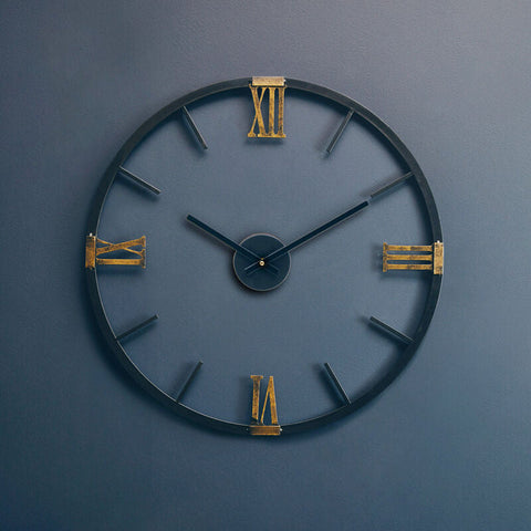Kent Round Black Metal Wall Clock