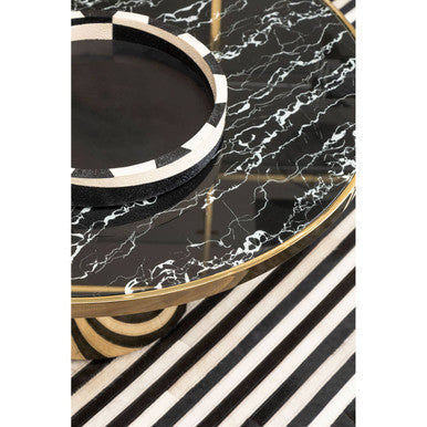 Ezra Black And White Round Tray