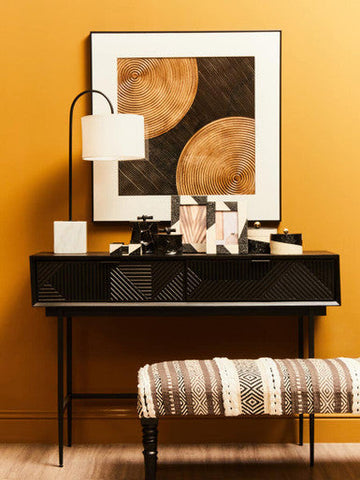 Ezra Set Of Four Black And White Coasters With Holder