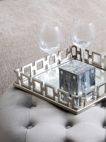 Rhoda Square Nickel Finish Mirror Tray