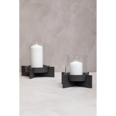 Hapax Small Matt Black Finish Candle Holder