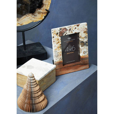Olena Marble and Acacia 5In X 7In Large Photo Frame