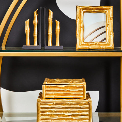 Hiba Gold Finish Bamboo Effect Photo Frame 5x7in