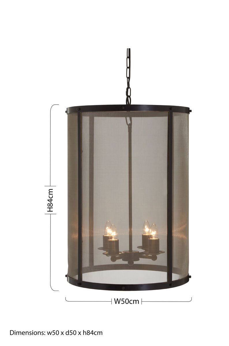 Hampstead Black Finish Large Pendant Light With Hints of Gold