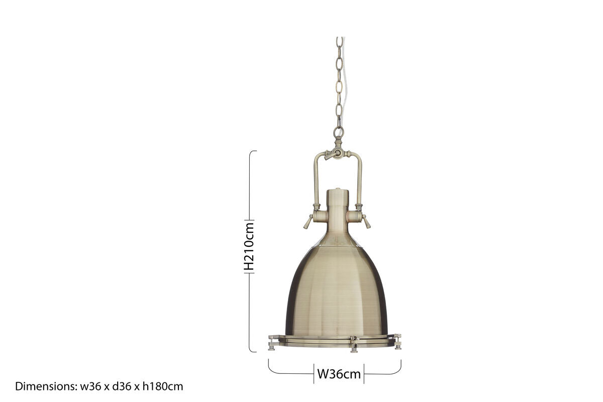 Lexington Large Antique Brass Pendant Light